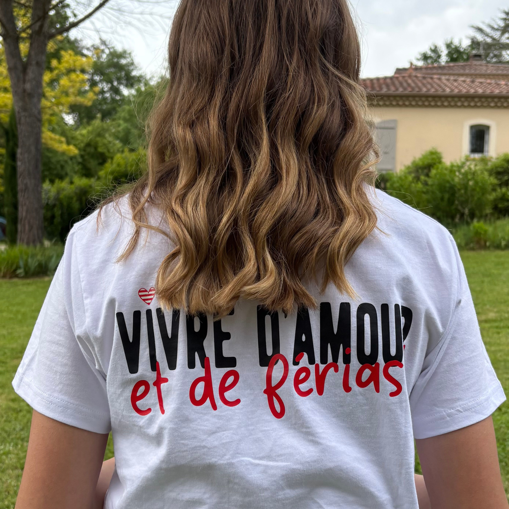T-shirt Féria D'amour et de férias rouge porté – Tenue féria – Feria'Mania