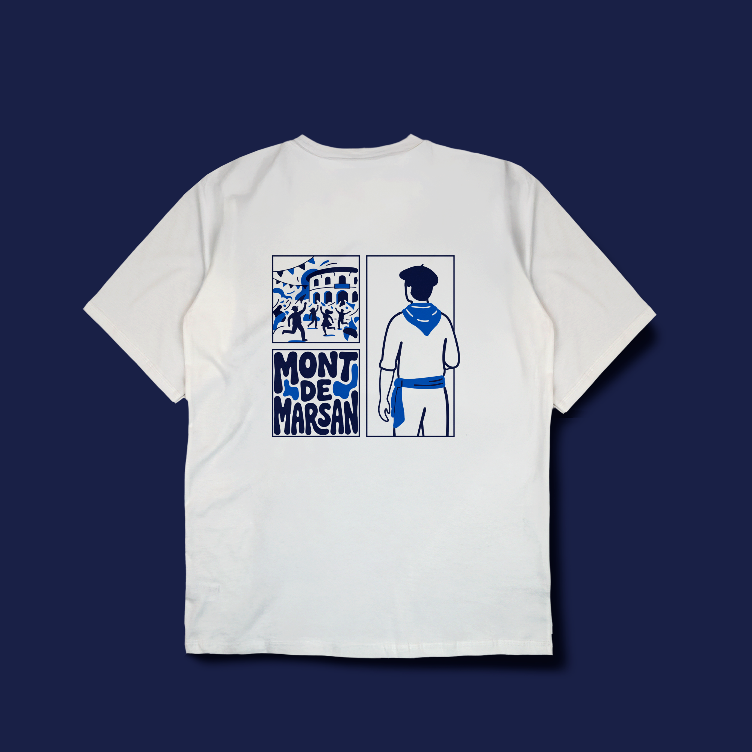 t-shirt-feria-mont-de-marsan-blanc-bleu